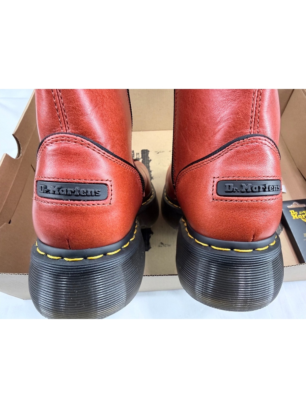Dr. Martens Women's Flame Orange Leather Mid-Calf Zip Boots, Size 8